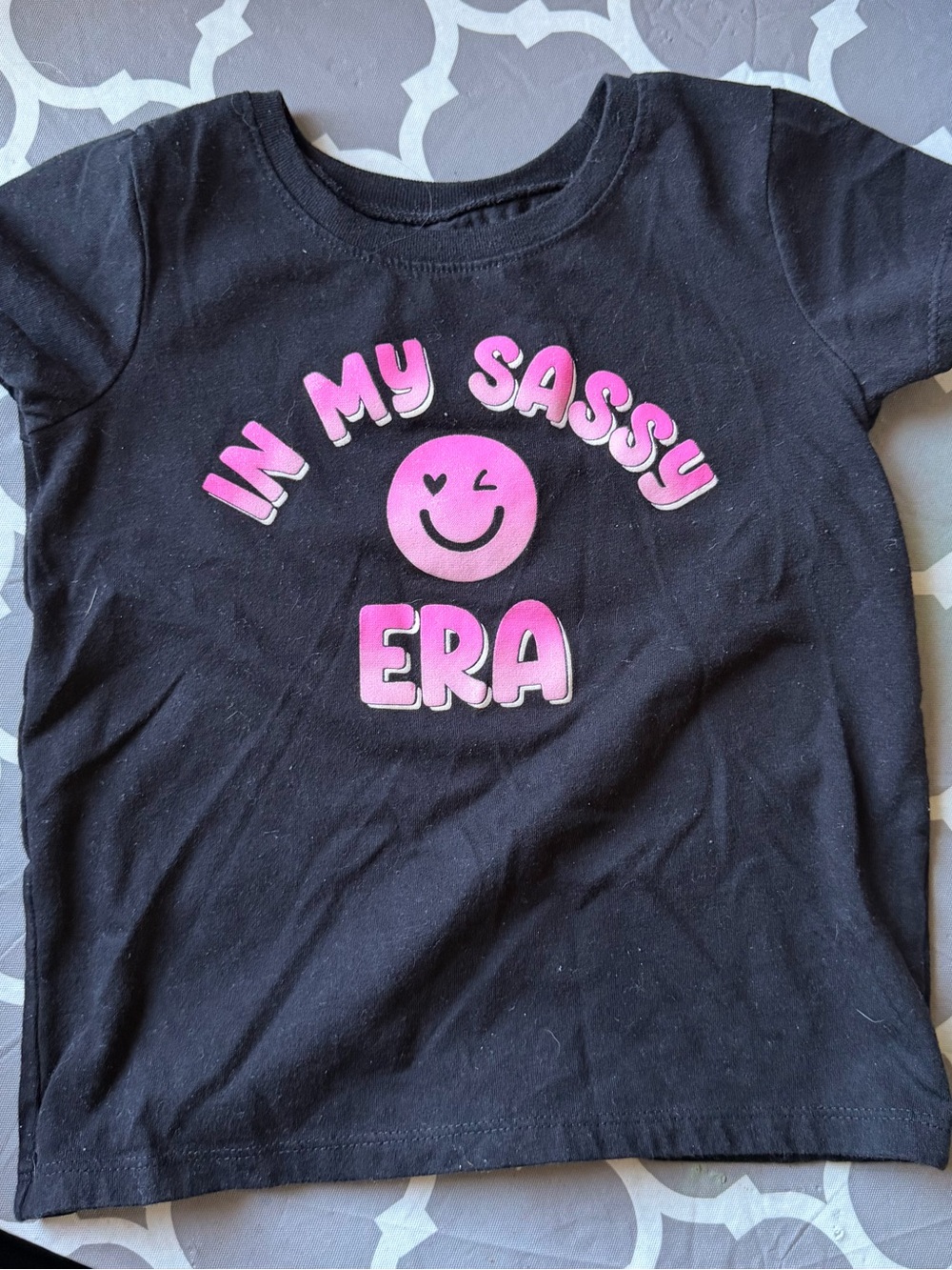 The Children's Place Black Tee with Pink 'In My Sassy Era' Graphic